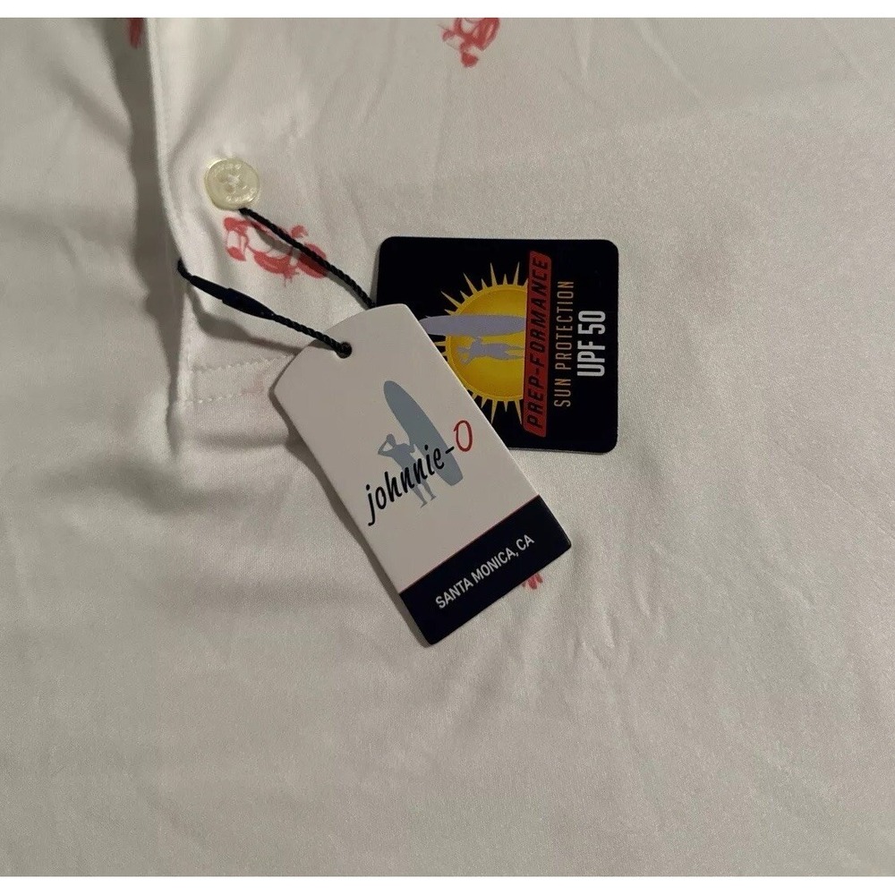 Johnnie-o Featherweight Men's Size Large White TouTou Toucan Golf Polo Shirt L